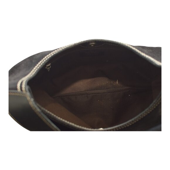 Salvatore Ferragamo Hobo Black Suede Shoulder Bag with white contrast stitching - Picture 13 of 14